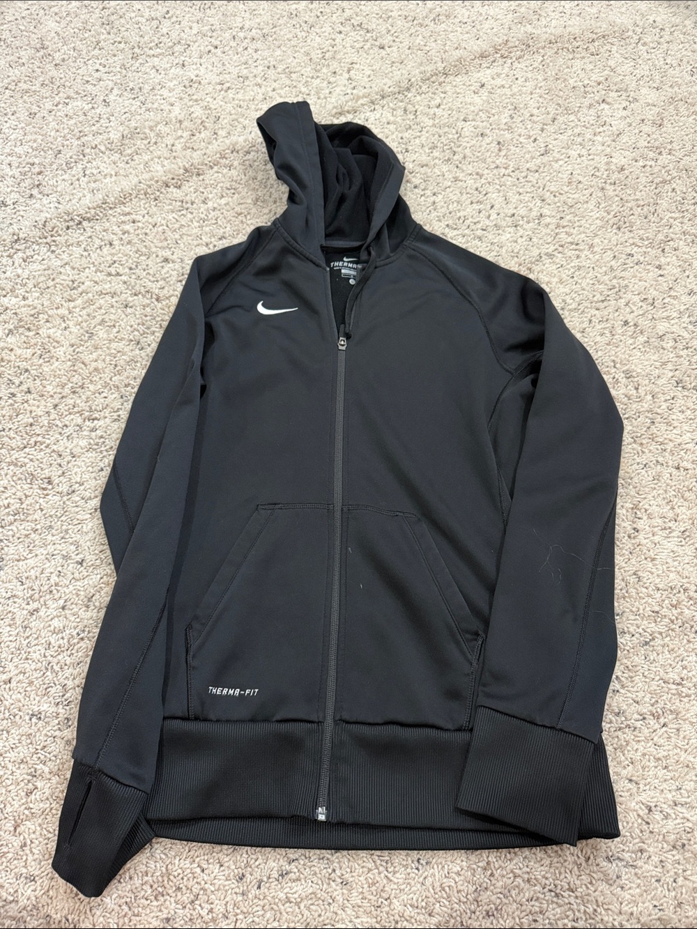 Nike Black Full-Zip Hooded Therma-Fit Jacket